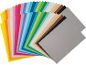 Assorted colorful craft paper sheets, fanned out.