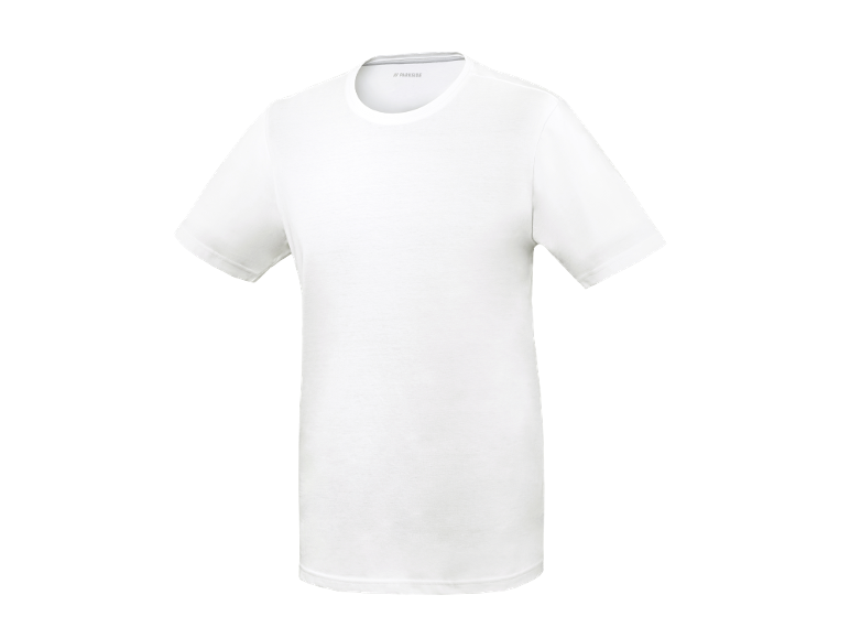 White short-sleeved T-shirt with a round neck and the word 'PARKSIDE' on the label.