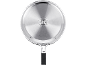 Stainless steel pan bottom with hob compatibility symbols.