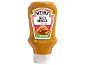 Bottle of spicy burger sauce, ideal with burgers and fries, with a 100% recyclable bottle label.