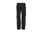 Black work trousers with yellow details and cargo pockets.