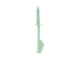 Light green plastic kitchen spatula with a handle and a hanging hole.