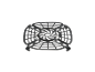 Metal rack for air fryer or grill on a black background.