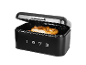 Black retro-style bread bin with a pretzel, displaying the year « 1973 ».