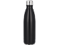 Black thermal bottle with a stainless steel cap.