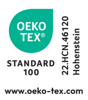 Textile seal STANDARD 100, number 22.HCN.46120, Hohestein, www.oeko-tex.com.