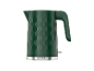 Dark green electric kettle with a hexagonal pattern and a silver base