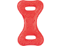 Red bone-shaped dog toy with a cartoon face
