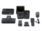 Handheld vacuum cleaner battery, charger, and accessories.