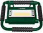 Green portable work light with handles and an LED light strip.