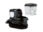 Portable carpet and upholstery cleaner with a transparent water tank.