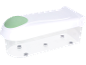 White storage container with a green insert and a transparent base