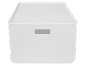 White storage box with lid and handle cutout