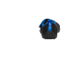 Black water shoes with blue details, rear view.
