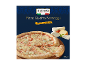 Quattro Formaggi pizza with cheeses and tomatoes, packaged, with 'Baked in a wood-fired oven' text.