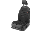 Black car seat cover with headrest and seat cushion.