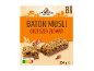 Packaging of muesli bars with peanuts, 8 pieces, 200g, Nutri-Score D.