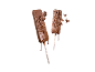 Two Halloween-themed chocolate lollipops featuring a scarecrow and a witch.