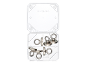 Set of magnets with eye bolts in a transparent plastic case