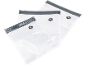 Three clear vacuum bags with an air valve and zipper.