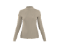 Beige women's long-sleeved turtleneck top.