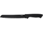 Black serrated bread knife with the inscription «STAINLESS STEEL»