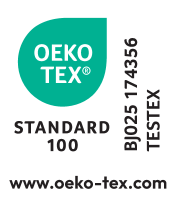 OEKO-TEX STANDARD 100 seal, BJ025 174356 TESTEX, www.oeko-tex.com