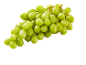 Fresh bunch of green grapes with water droplets on a black background.