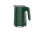 Dark green electric kettle with a honeycomb pattern and water level indicator.