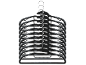 Set of black clothes hangers with grey non-slip details, stacked vertically.