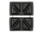 Open sandwich maker with four triangular toast molds.