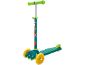 Kids' three-wheel scooter with dinosaur drawings and the word «MOVIE».