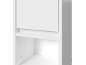 White shelf with a closed upper compartment and an open lower compartment.