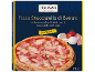 Pizza Stracciatella di Burrata with ham, mozzarella and stracciatella, wood-fired.