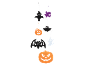 Halloween felt decorations, including pumpkins, bats, ghosts, and witches.