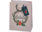 Christmas gift bag with a festive wreath design, 'ho ho ho' text, and a gift tag.
