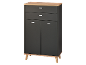 Sideboard with two drawers and two doors, featuring light wood and dark grey finish.