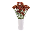Bouquet of red and yellow chrysanthemums in a white vase.