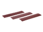 Three reddish-brown medium-grit sandpaper strips on a black background.