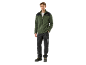 Man in a green fleece jacket and black work trousers.