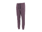 Purple men's sweatpants with black drawstring and logo on the hip.