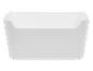 White plastic storage container with cut-out handles.