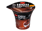 Chocolate high protein mousse with no added sugar, featuring a spoon of cocoa powder.