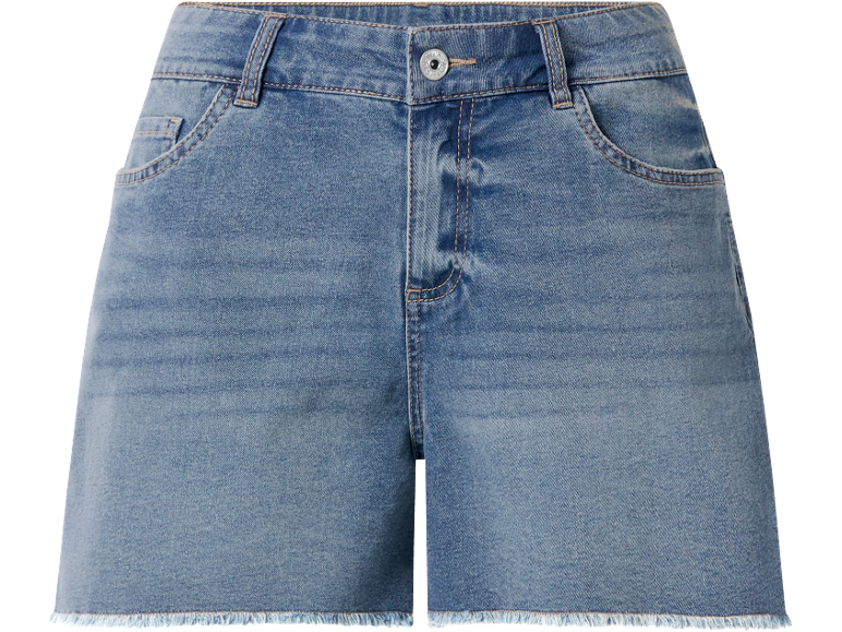 Denim shorts with a frayed hem