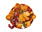 Caramelized puff pastry palmiers with red currants and mint leaves on a plate.