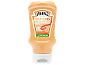Sriracha mayonnaise bottle with the text '100% recyclable bottle'.