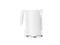 White electric kettle with hexagonal pattern and metallic base