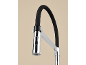 Black and chrome kitchen faucet with pull-out spray