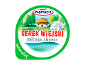 Cottage cheese packaging with a rural scene and a spoon of cottage cheese, with text 'Serek Wiejski' and 'cottage cheese'.