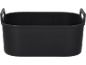Black rectangular storage bin with handles.